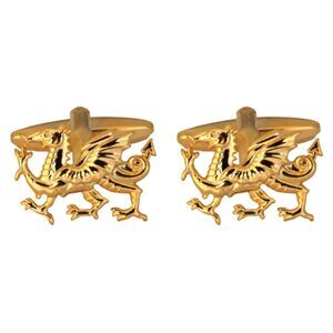 Welsh Dragon Cufflinks Gold Plate